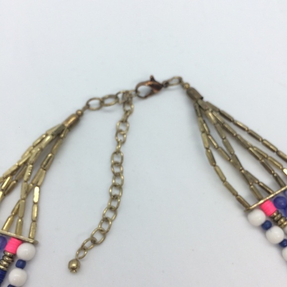 3/$30 HOT PINK BLUE SEQUIN BEAD COIN BIB STATEMENT BOHO TRIBAL NECKLACE COLORFUL - Picture 11 of 16